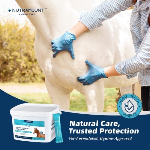 Horse Vitamin E & Selenium Supplement Powder – Natural Vitamin E 24% & Yeast Selenium – Daily Equine Antioxidant & Muscle Support – 100 Day Supply
