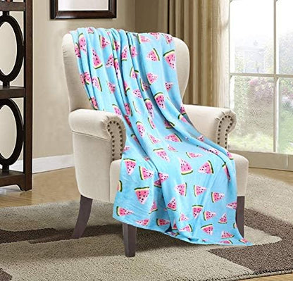 Valerian Luxury Velvet Super Soft Light Weight Blanket Prints Fleece Throw - All Year Round Home Decor, Fuzzy Warm and Cozy Throws, Couch and Gift, 50 x 60inch, Watermelon