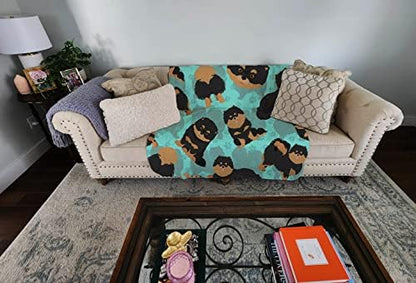 Caroline's Treasures MLM1040LQB Black and Tan Pomeranian Quilted Blanket 50x60 Artwork Pattern Quilted Throw Blanket for Bed, Couch, Sofa, Soft and Lightweight