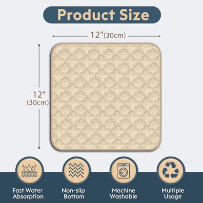 FunFurry Washable Guinea Pig Cage Liner - 4 Pack Reusable Washable Pee Pads，Waterproof Guinea Pig Bedding for Small Animal - Rabbit Bunny Hamster Puppy (Cream, 12" X 12" - 4 Pack)