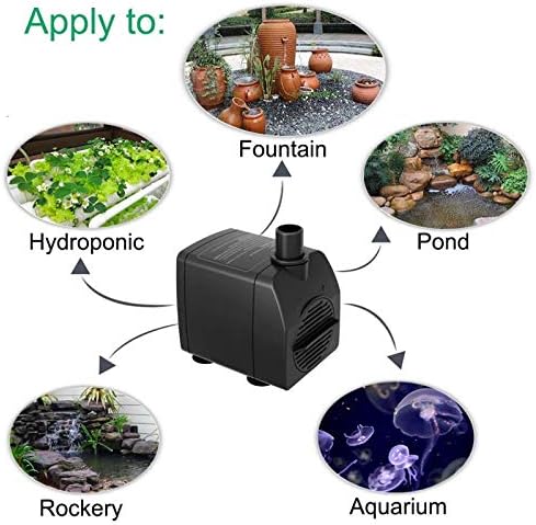 Knifel Submersible Pump 200GPH Ultra Quiet with Over Heating Protection 5.2ft High Lift for Fountains, Hydroponics, Ponds, Aquariums & More…