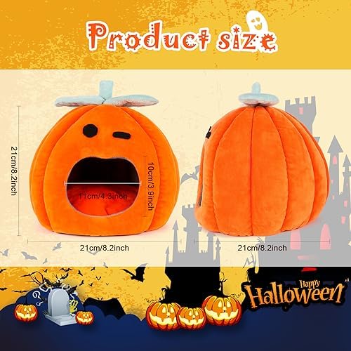 YUEPET Guinea Pig Bed, Rabbit Cave Bed, Warm Fleece Pumpkin Hideout