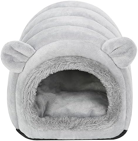 Hedgehog Bed Cave Nest Hideout, Hamster Guinea Pigs Small Animals Cage Supplies Warm House-Gray
