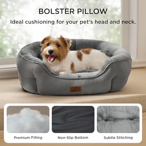 Bedsure Medium Dog Bed Washable,Large Cat Beds for Indoor Cats,28in Grey