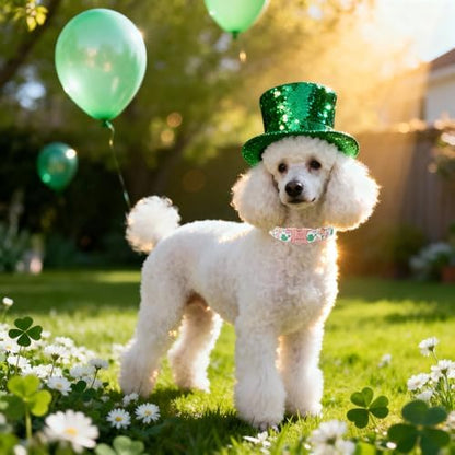 St. Patrick's Day Dog Collar for Small Dogs - Lucky Clover Pastel Dog Collars, Irish Spring Shamrock Pet Collars, Adjustable Heavy Duty Dogs Collar with Metal Buckle S