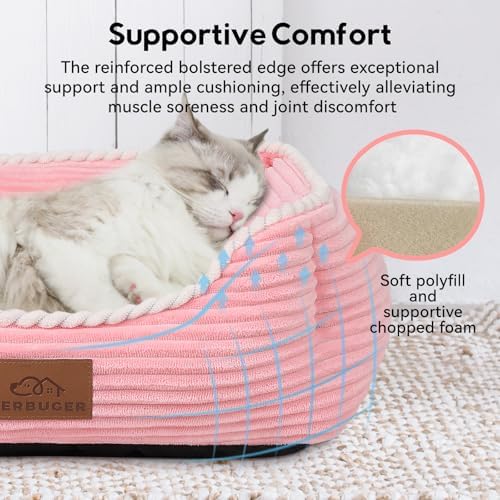 Zerbuger 25in Pink Rectangle Cat Dog Bed Machine Washable Sleeping Sofa