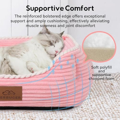 Zerbuger 25in Pink Rectangle Cat Dog Bed Machine Washable Sleeping Sofa