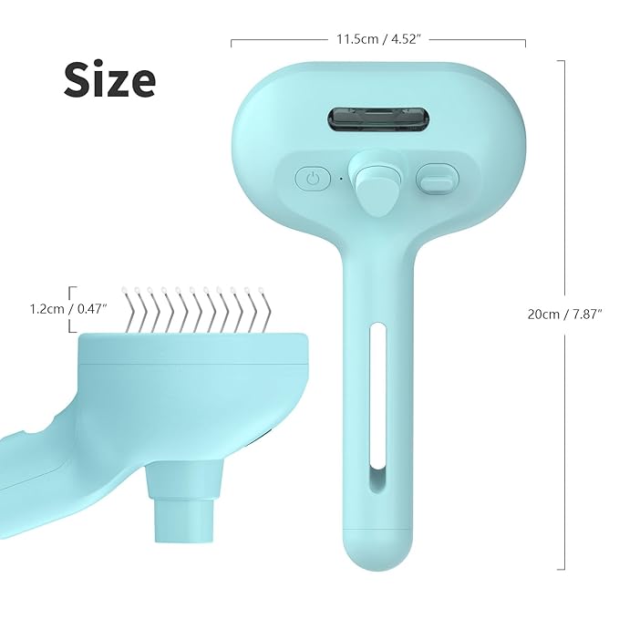 Pecait 3-in-1 Self-Cleaning Pet Brush for Shedding - Removes Static and Loose Hair from Dogs and Cats (Blue)