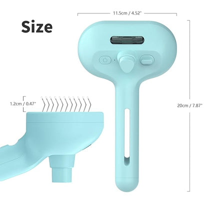 Pecait 3-in-1 Self-Cleaning Pet Brush for Shedding - Removes Static and Loose Hair from Dogs and Cats (Blue)