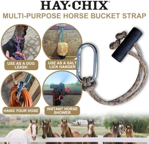 Hay Chix 14-Inch Horse Bucket Strap | Adjustable Stall Hanger, Oat