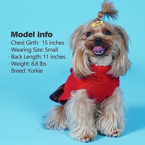 KYEESE Dog Sweater Dress for Small Dogs Turtleneck Thick Knit Pullover