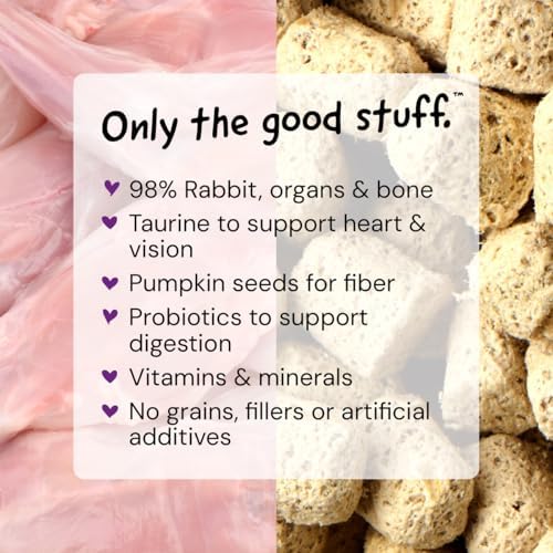 Stella & Chewy's Freeze-Dried Raw Cat Dinner Morsels - Premium Rabbit Recipe with 98% Responsibly-Sourced Meat & Organs - Natural Grain-Free Cat & Kitten Food - Made in USA - 18oz
