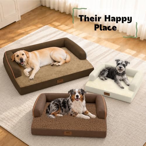 MEKIY Orthopedic Waterproof Dog Bed with Bolster for Extra Large Size Dogs