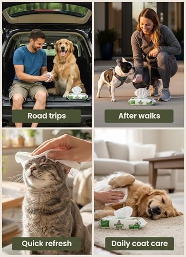Pogi’s Dog Grooming Wipes – Hypoallergenic Pet Wipes for Paws, Body & Butt – Cleaning & Hydrating, Fragrance Free, 100 Count