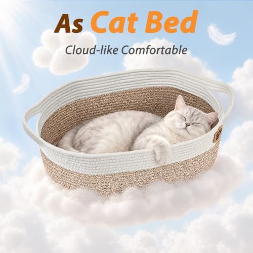 SZEE 2 Pack Stimulicat Handwoven Cat Basket, Large Instinct Cat Bed Baskets