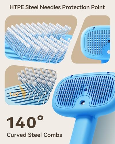 ROJECO 3-in-1 Pet Steam Brush,Spray Hair Removal Detangling Comb,Blue