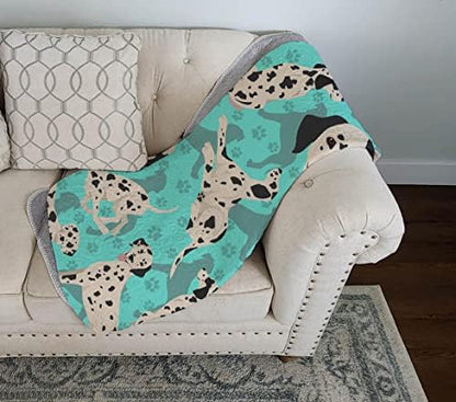 Caroline's Treasures MLM1033LQB Dalmatian Quilted Blanket 50x60 Artwork Pattern Quilted Throw Blanket for Bed, Couch, Sofa, Soft and Lightweight