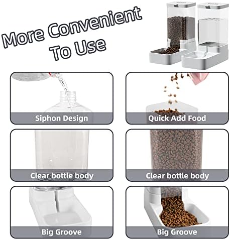 NKECOBJI Gravity Pet Feeder and Water Dispenser Set, Automatic Dog Feeder and Dog Water Dispenser for Dogs Cats Pets Animals Large Capacity(3.8L)