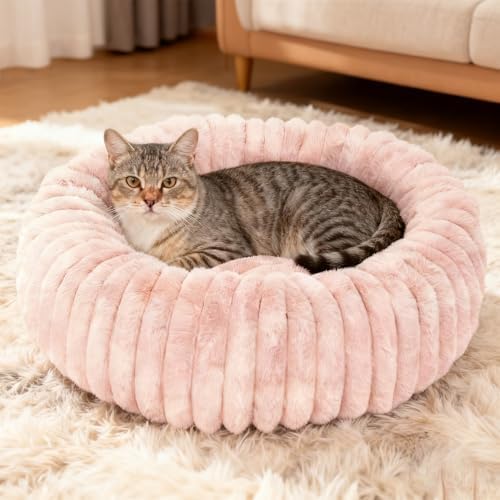 Washable Small Cat Dog Bed,Puppy Bed Cat Beds for Indoor Cats(Pink,S)
