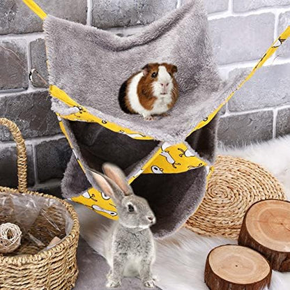 3 Tier Ferret Rat Hammock, Guinea Pig Cage Accessories, Yellow