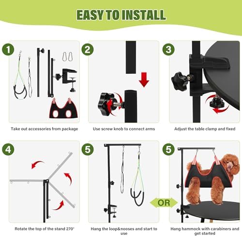 Dog Grooming Arm 35" with Hammock, Haunch Holder for Small Medium Pets