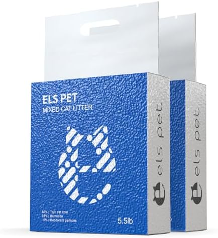 ELS PET Clumping Cat Litters 2 Packs, Strong 3 in 1 Mixed Cat Litter, Unscented Ultra Absorbent and Fast Drying Cat Litter, Flushable Odor Eliminating