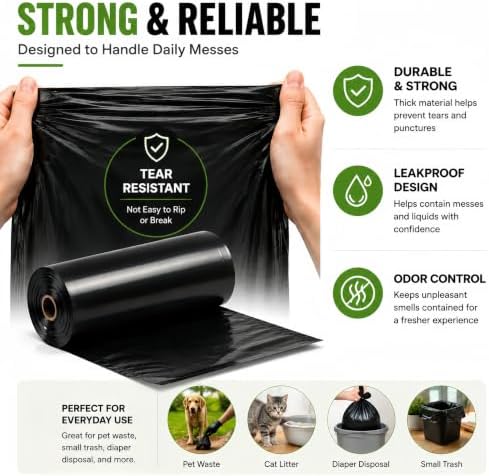 Black Dog Poop Bags Rolls,Cat Poop Bags(90 Count)