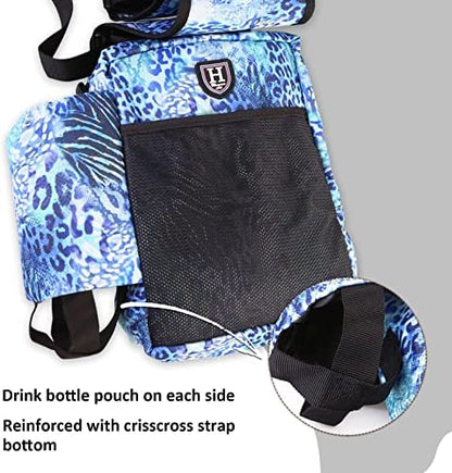 Harrison Howard Equestrian Western Saddle Bag Nylon Water Bottle/Gear Carrier Convenient Saddle Bag Icyblue Leopard
