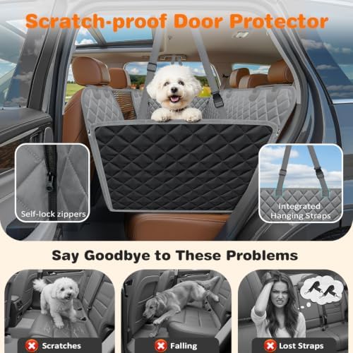 URPOWER 4 in 1 Dog Car Seat Cover for Back Seat, Waterproof Hammock