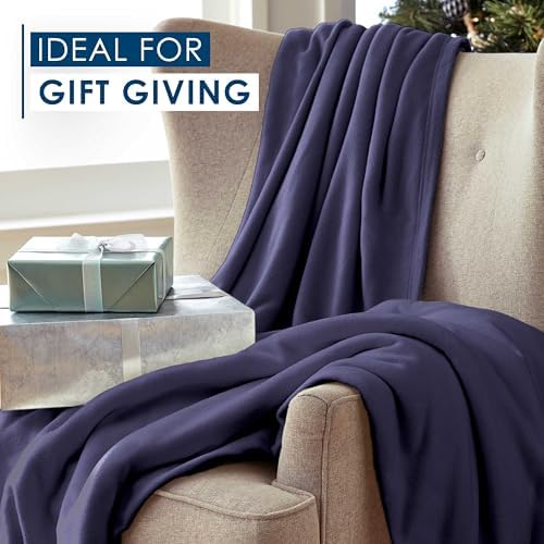 King Size Fleece Blanket | Comfy Supersoft Fleece Blanket – All-Season Light Weight Throw Blanket | Luxuriously Soft | Throw Blanket for Couch and Sofa | Machine Wash | Navy