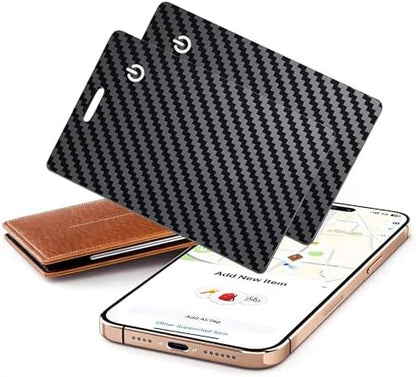 [Apple MFi Certified] 2 Pack Wallet Tracker Card with Apple Find My (iOS Only) Rechargeable Air Tracker Tags Bluetooth Wallet Finder IP68 Waterproof GPS Tracker Item Finder for Keys, Bags, Passport