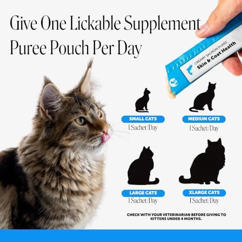 Pet Honesty Vet Backed Cat Skin & Coat Supplement Puree, Salmon, 20 Ct