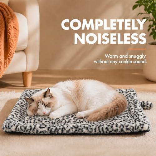Self Warming Cat Bed, Thick Quiet Non-Electric Mat, 22 x 18 In, Black/White