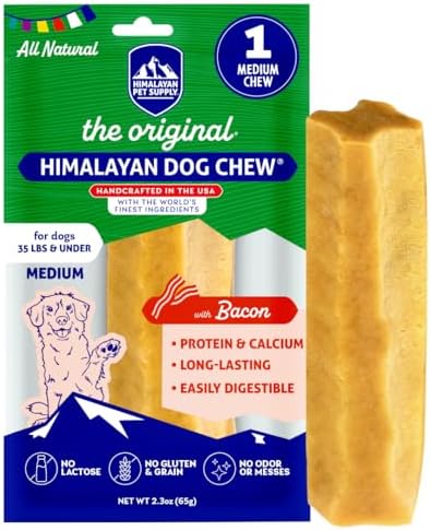 Himalayan Dog Chew, Bacon Yak Cheese, 1 Medium Yak Chew