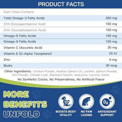 NATURE TARGET Omega 3 Salmon Oil for Dogs, Skin & Coat Health, 180 Count