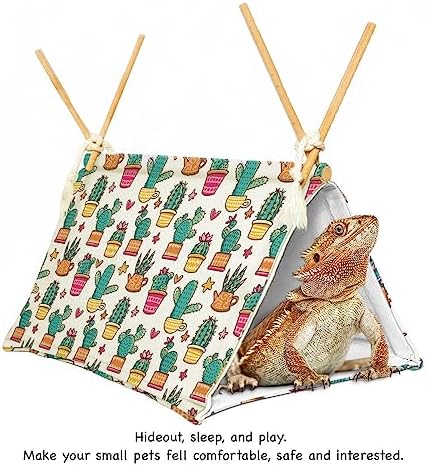 Bearded Dragon Tent Hide, Reptile Hide Bed for Leopard Gecko, Dragon Bed/Den (cactu2)
