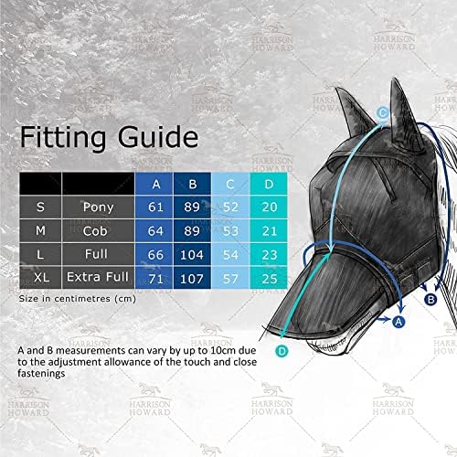 Harrison Howard LumiVista Horse Fly Mask Standard with Ears UV Protection for Horse Paisley Wave M Cob