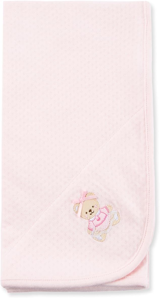 Little Me Blankets for Baby Girls' Pink Bear Swaddling Receiving Blanket