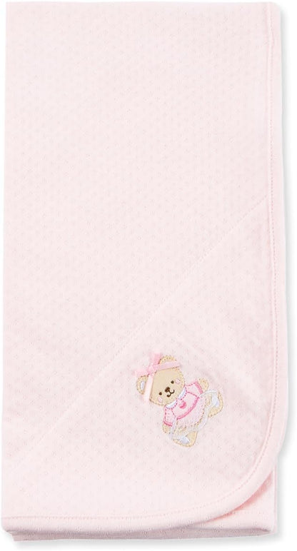 Little Me Blankets for Baby Girls' Pink Bear Swaddling Receiving Blanket