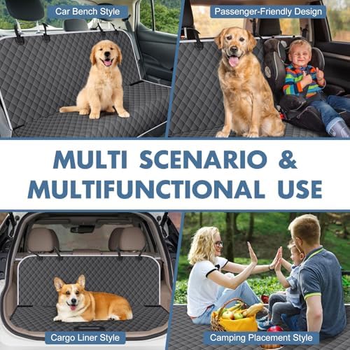 Waterproof Dog Backseat Cover for Cars, Non-Slip Pet Seat Protector, Grey