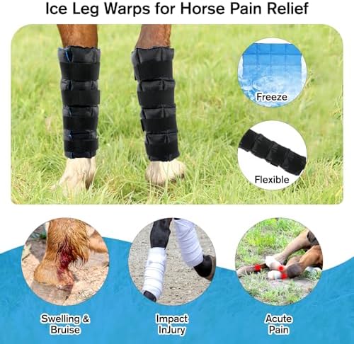 Ice Boots for Horses, Horse Ice Boots, Black & Blue, 4 Pack