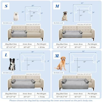 GGIB Cooling Dog Bed Mat with Bolster Pillow Washable Dog Couch Cover Breathable Summer Pet Couch Bed Protector Indoor(Medium, Cooling Grey)