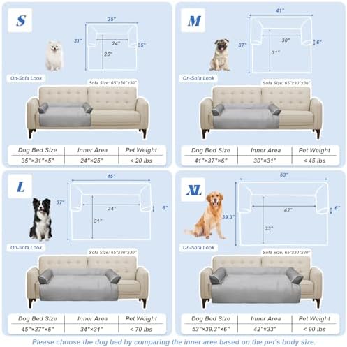 GGIB Cooling Dog Bed Mat with Bolster Pillow Washable Dog Couch Cover Breathable Summer Pet Couch Bed Protector Indoor(Small, Cooling Grey)