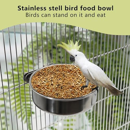 Bird Feeding Dish Cups Stainless Steel, 4 Pack, Small