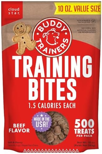 Buddy Biscuits Trainers Training Bites Soft & Chewy Dog Treats, Beef, 10 oz. Pouch