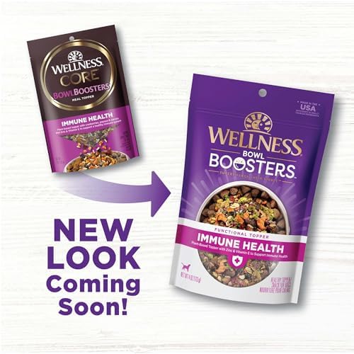 Wellness Bowl Boosters Immune Health Dog Food Topper with Freeze Dried Pieces for Small, Medium, and Large Breeds, Grain Free, Natural, Plant Based, 4 oz Bag