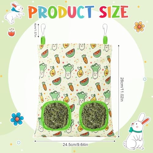 UPINS 2Pack Guinea Pig Hay Feeder Bag,Bunny Rabbit Cage Bag Hanging Holder