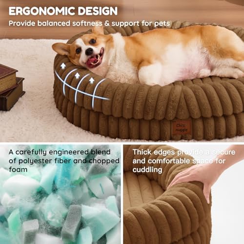 ChiXnuggle Orthopedic Dog Bed, Washable Cover, Faux Fur Bolster Pet Couch