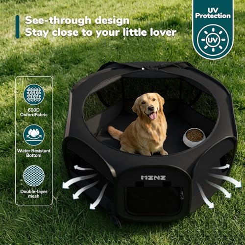 Dog Cat Small Animal Puppy Playpen Crate, Large, Whole Black