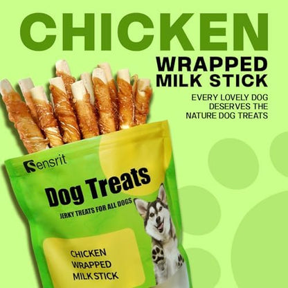 Chicken Wrapped Milk Sticks Dog Treats - 10oz (285g) High Protein Jerky Chews for Dogs - Calcium-Rich Healthy Snacks for All Breeds Training Rewards & Teeth Cleaning